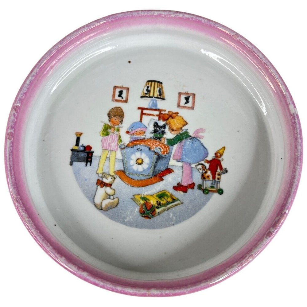 Vintage Childs Bowl Ceramic Baby Porridge Made Germany Dish 7.25” Porcelain Pink